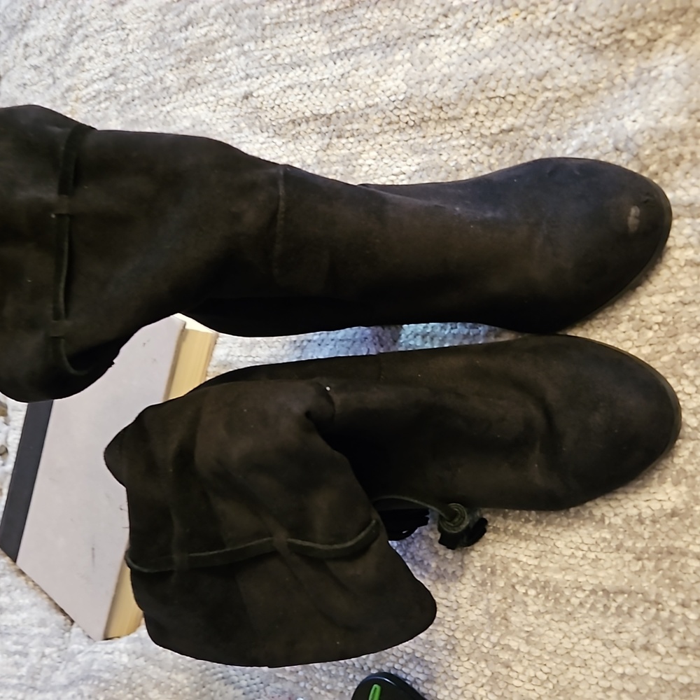 Black Faux Suede Slouch boots
